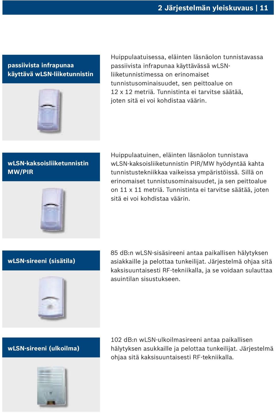 wlsn-kaksoisliiketunnistin MW/PIR Huippulaatuinen, eläinten läsnäolon tunnistava wlsn-kaksoisliiketunnistin PIR/MW hyödyntää kahta tunnistustekniikkaa vaikeissa ympäristöissä.