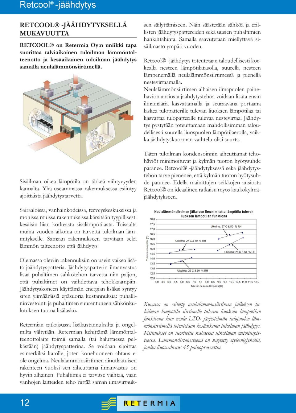 Retermian ratkaisussa lisäkustannuksilta ja ongelmilta vältytään. Retermian kehittämä lämmöntalteenottolaite toimii samalla (tai haluttaessa pelkästään) jäähdytyspatterina.