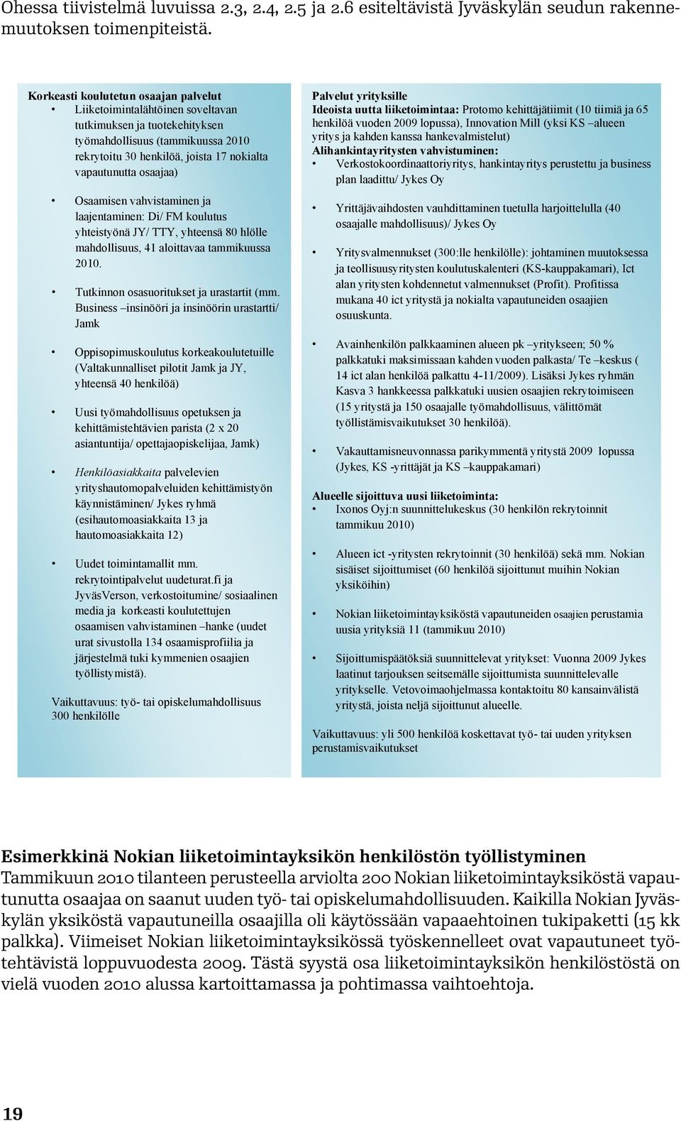 osaajaa) Osaamisen vahvistaminen ja laajentaminen: Di/ FM koulutus yhteistyönä JY/ TTY, yhteensä 80 hlölle mahdollisuus, 41 aloittavaa tammikuussa 2010. Tutkinnon osasuoritukset ja urastartit (mm.