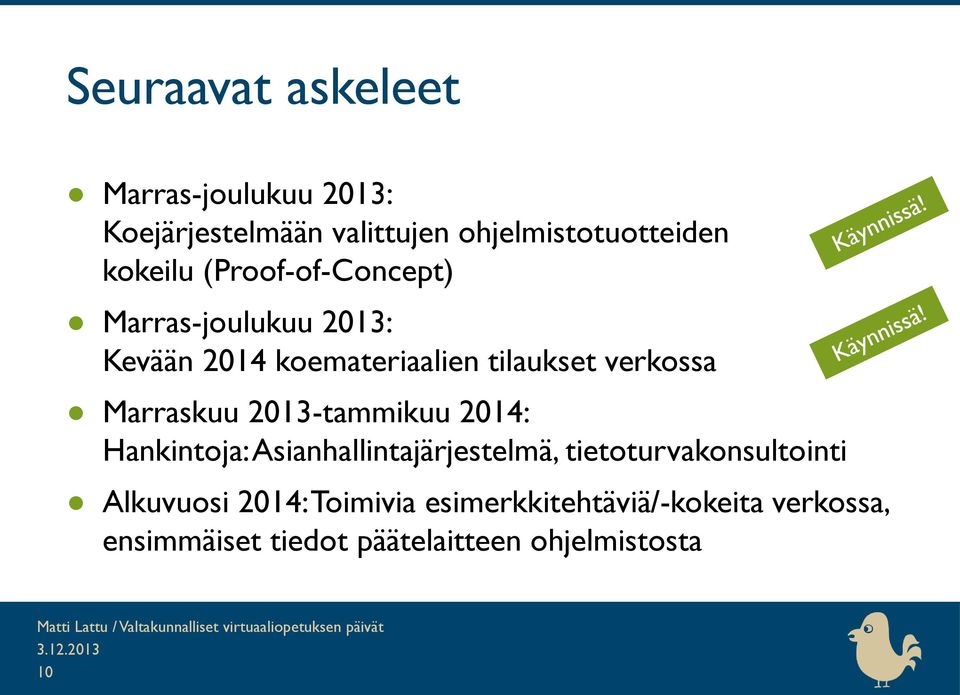 Marraskuu 2013-tammikuu 2014: Hankintoja: Asianhallintajärjestelmä, tietoturvakonsultointi