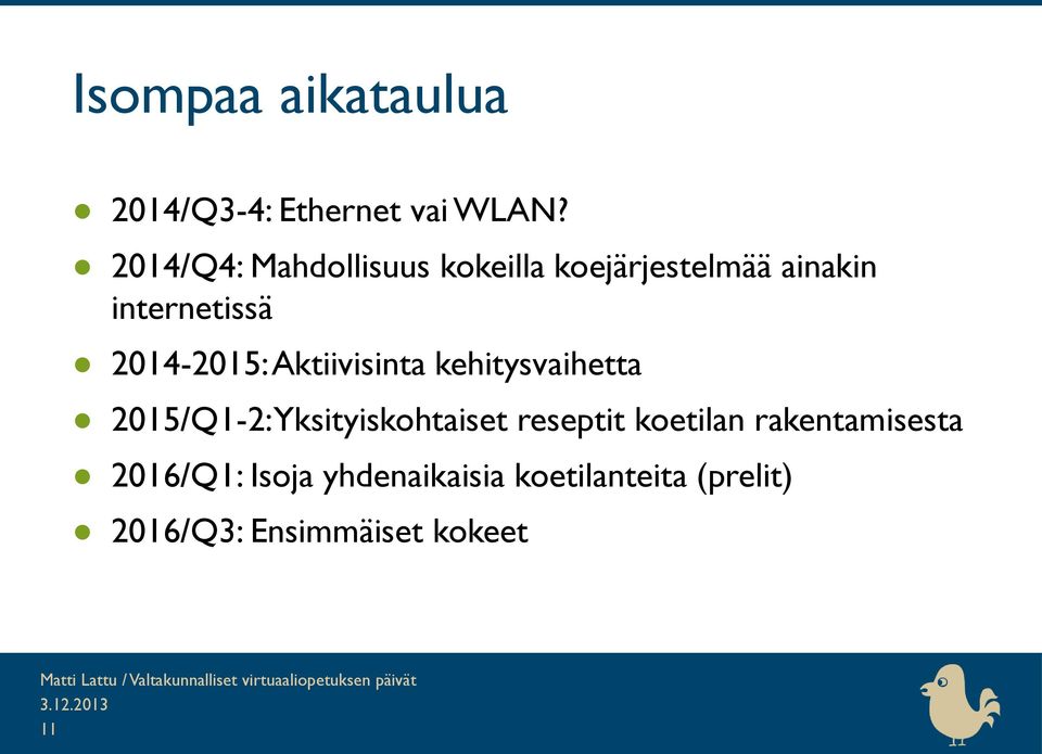 2014-2015: Aktiivisinta kehitysvaihetta 2015/Q1-2: Yksityiskohtaiset