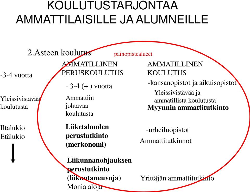 KOULUTUS -kansanopistot ja aikuisopistot Yleissivistävää ja ammatillista koulutusta Myynnin ammattitutkinto Iltalukio