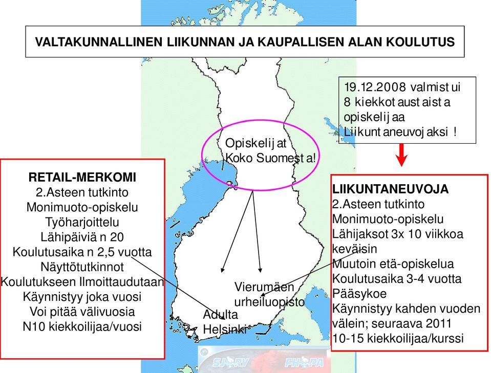 vuosi Voi pitää välivuosia N10 kiekkoilijaa/vuosi Opiskelijat Koko Suomesta! Vierumäen urheiluopisto Adulta Helsinki 19.12.