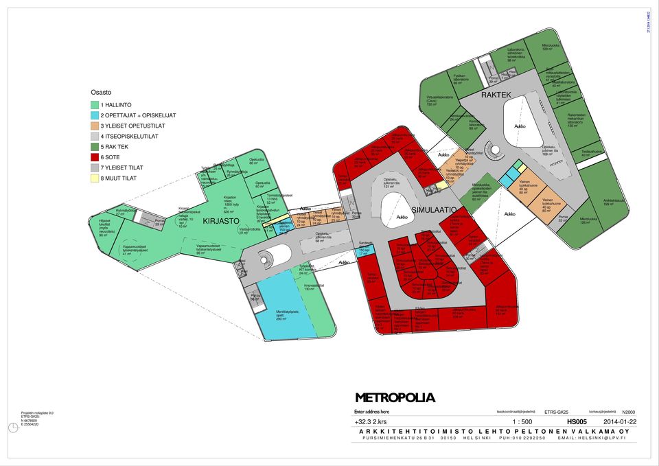 kpl KIRJSTO Vastaanottotila m² Vapaamuotoiset työskentelyalueet 4 m² Ryhmätyötilo Työtila opetuksen ym.