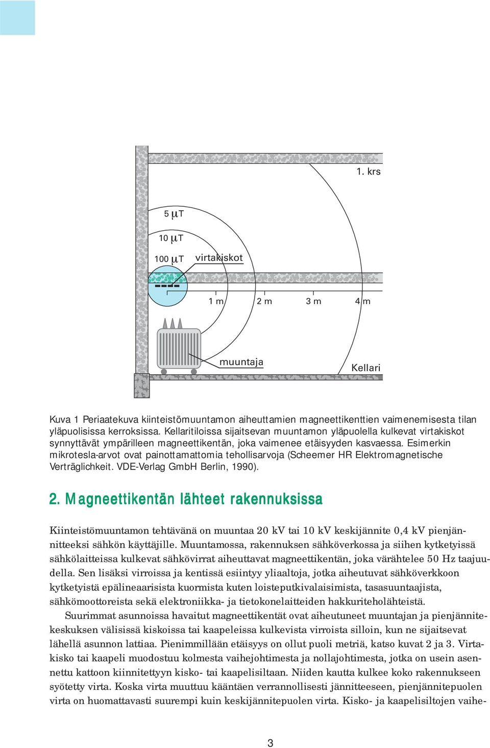 Esimerkin mikrotesla-arvot ovat painottamattomia tehollisarvoja (Scheemer HR Elektromagnetische Verträglichkeit. VDE-Verlag GmbH Berlin, 1990). 2.