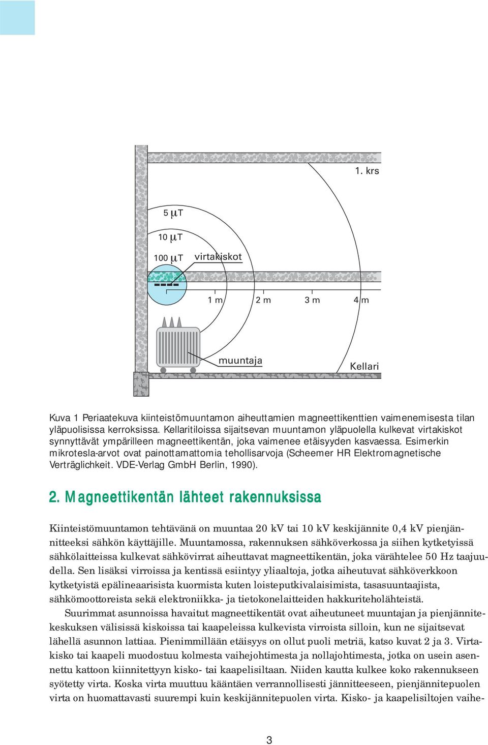 Esimerkin mikrotesla-arvot ovat painottamattomia tehollisarvoja (Scheemer HR Elektromagnetische Verträglichkeit. VDE-Verlag GmbH Berlin, 1990). 2.