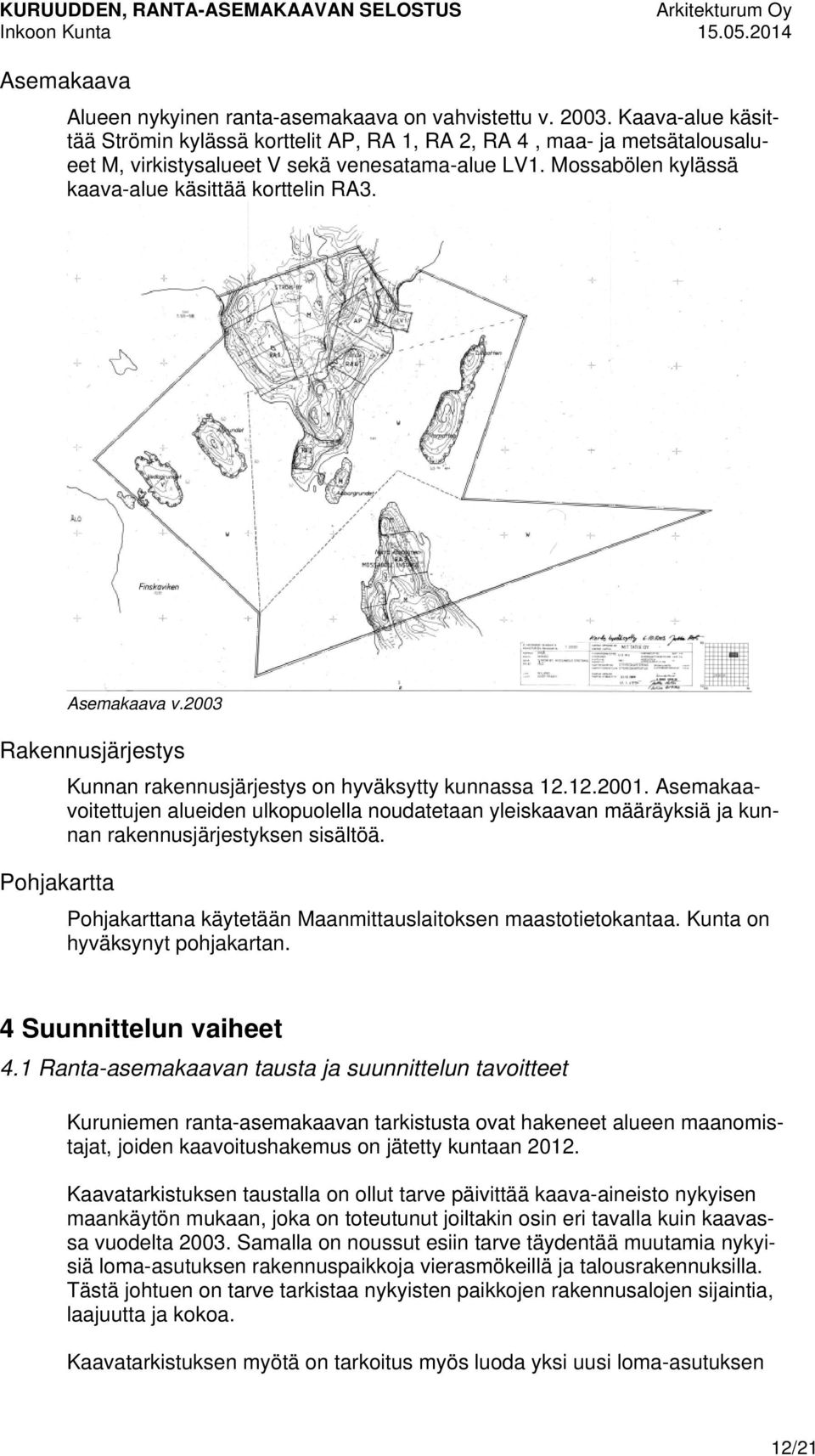 Asemakaava v.2003 Rakennusjärjestys Pohjakartta Kunnan rakennusjärjestys on hyväksytty kunnassa 12.12.2001.