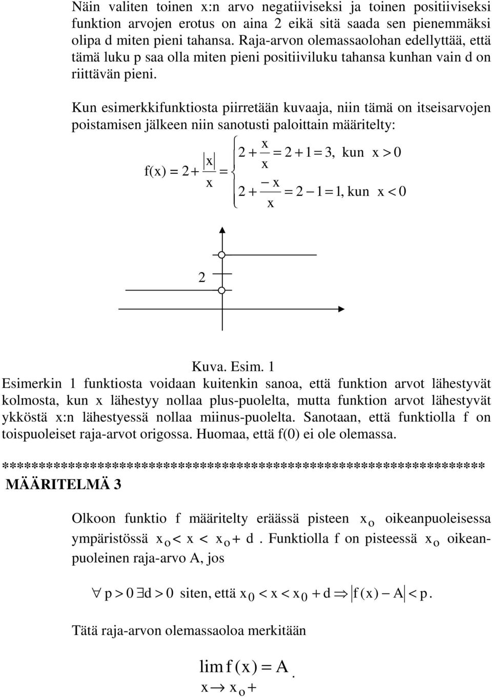 Ku esimerkkifuktiost iirretää kuvj ii tämä o itseisrvoje oistmise jälkee ii sotusti loitti määritelty: ku > f() ku < Kuv. Esim.