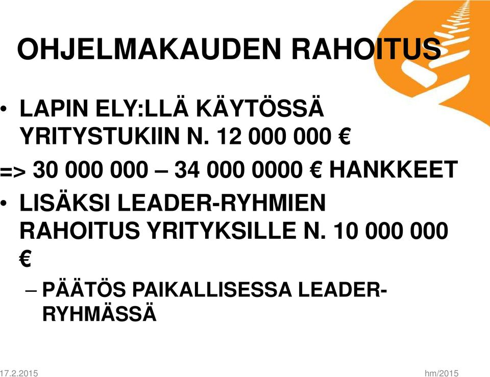 12 000 000 => 30 000 000 34 000 0000 HANKKEET LISÄKSI