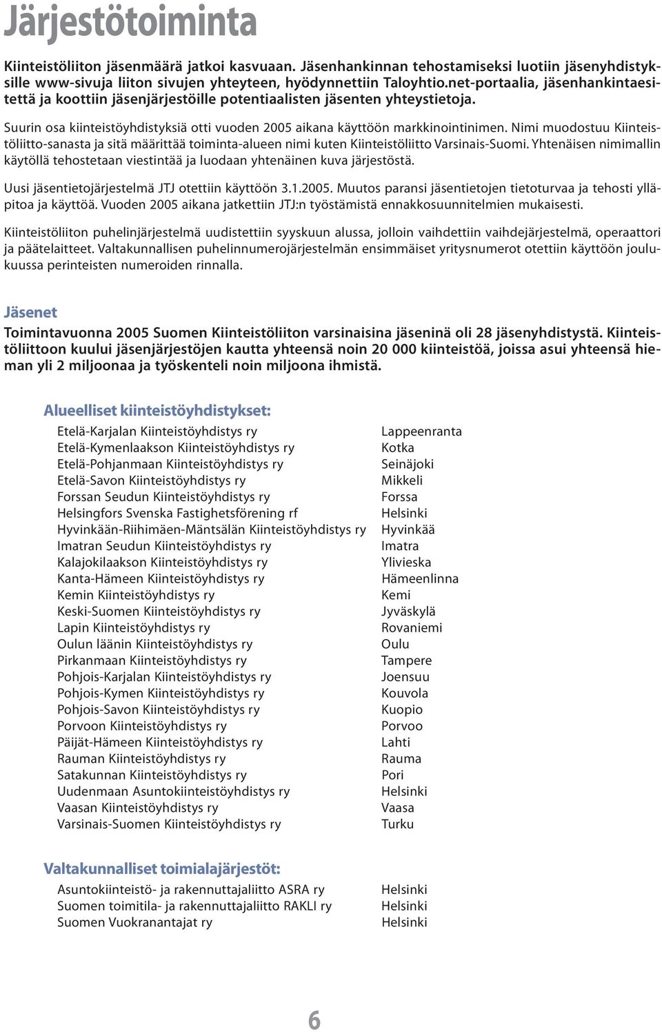 Nimi muodostuu Kiinteistöliitto-sanasta ja sitä määrittää toiminta-alueen nimi kuten Kiinteistöliitto Varsinais-Suomi.