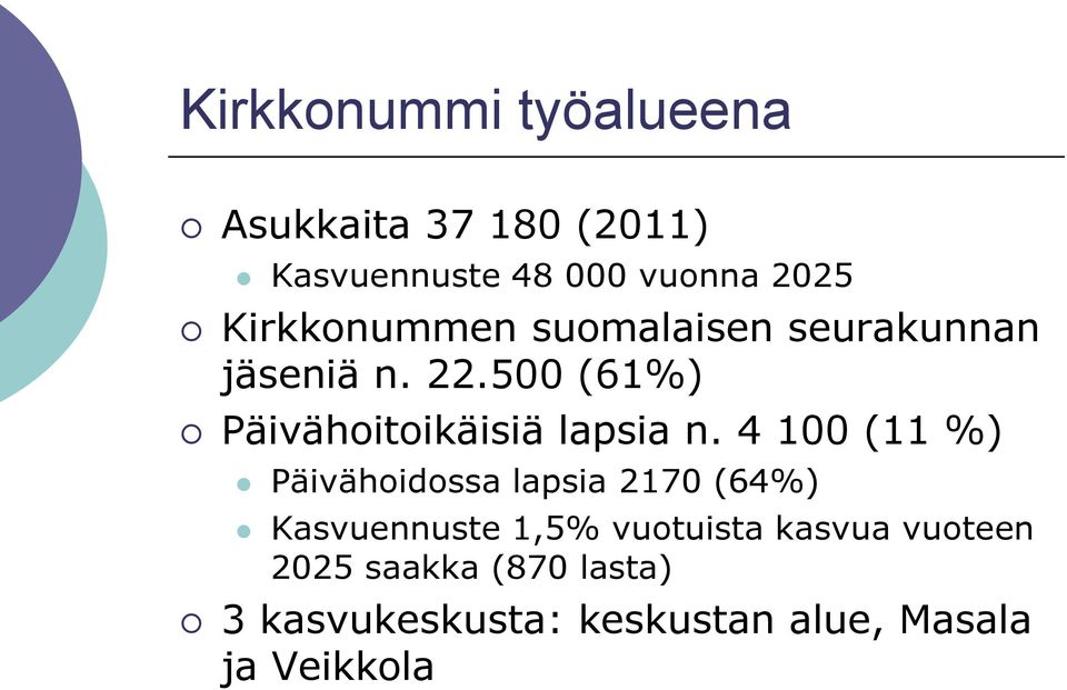 500 (61%) Päivähoitoikäisiä lapsia n.