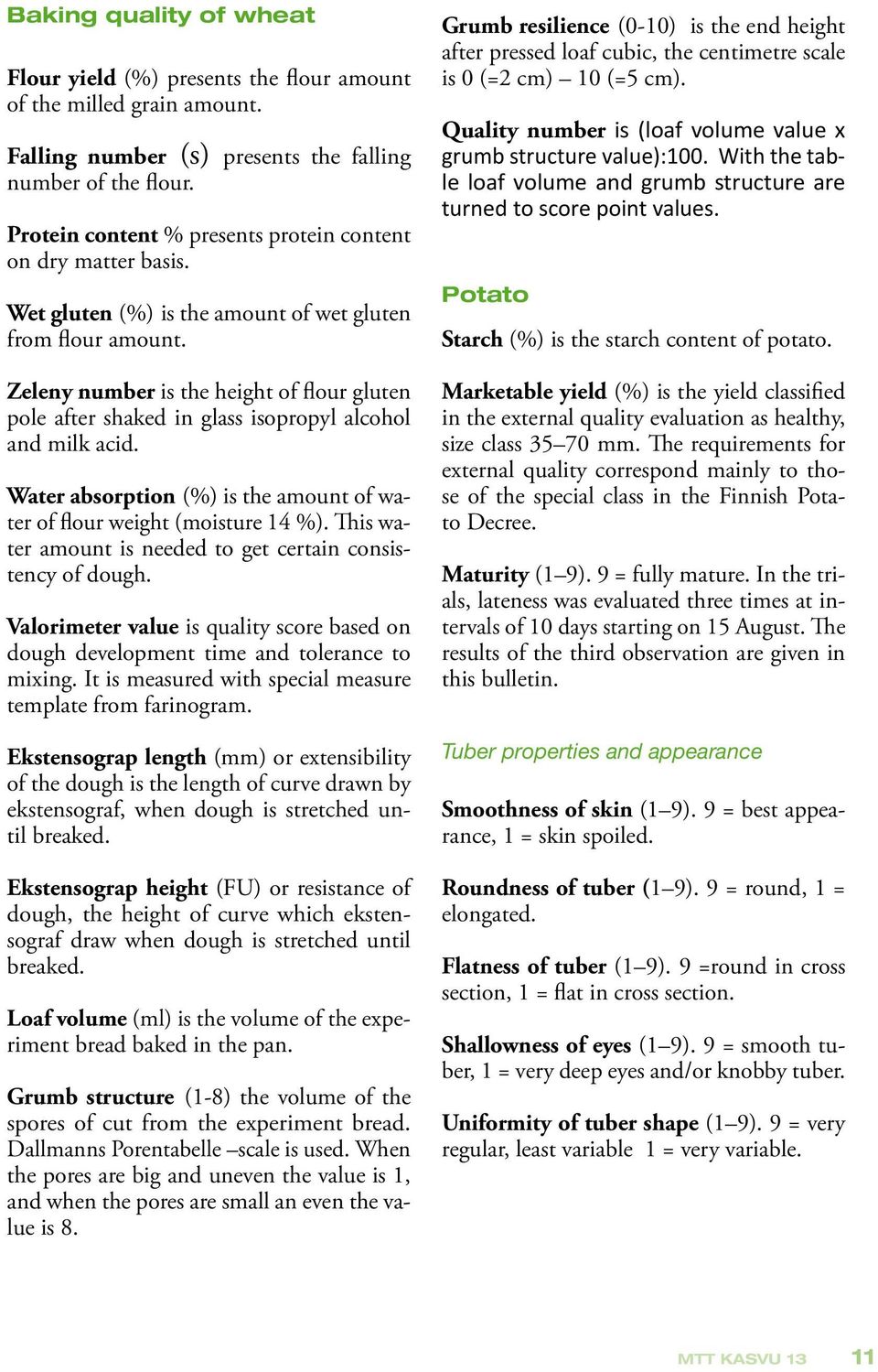 Zeleny number is the height of flour gluten pole after shaked in glass isopropyl alcohol and milk acid. Water absorption (%) is the amount of water of flour weight (moisture 14 %).