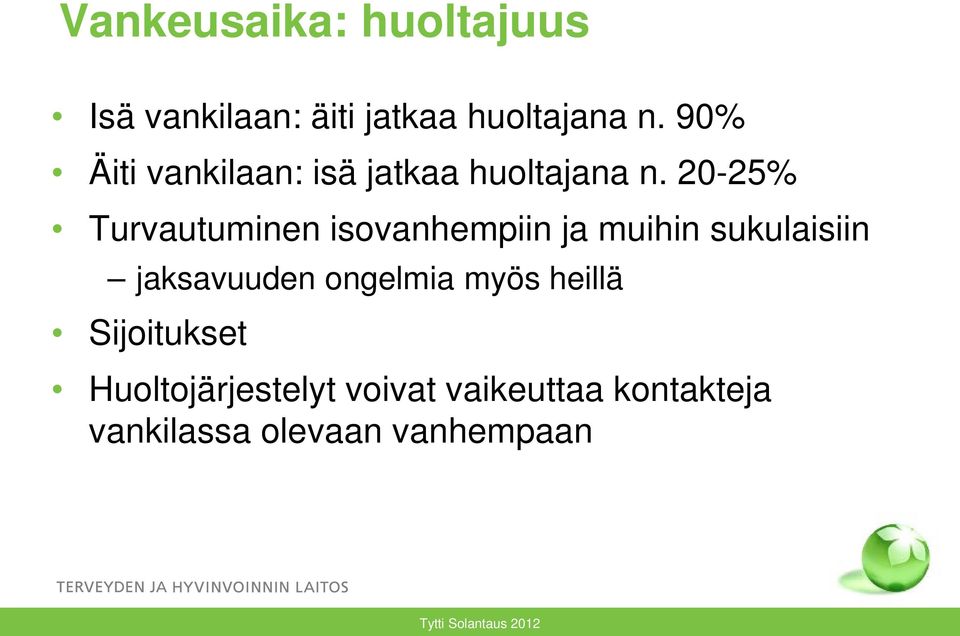 20-25% Turvautuminen isovanhempiin ja muihin sukulaisiin jaksavuuden