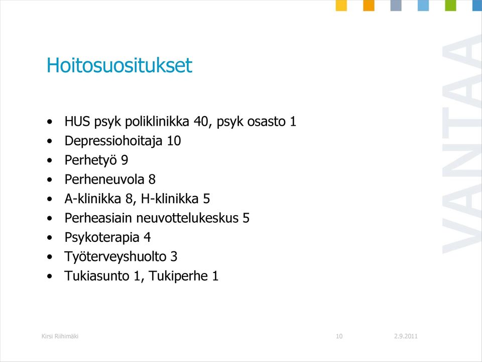 H-klinikka 5 Perheasiain neuvottelukeskus 5 Psykoterapia 4