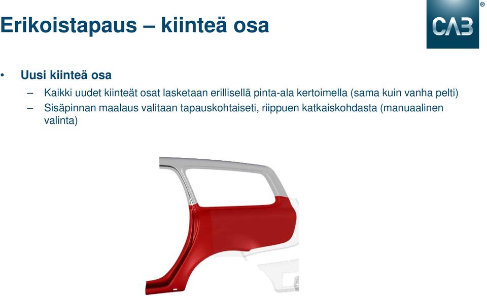 (sama kuin vanha pelti) Sisäpinnan maalaus valitaan