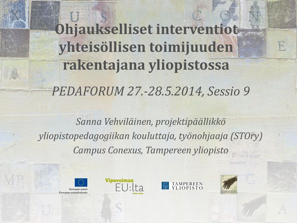 2014, Sessio 9 Sanna Vehviläinen, projektipäällikkö