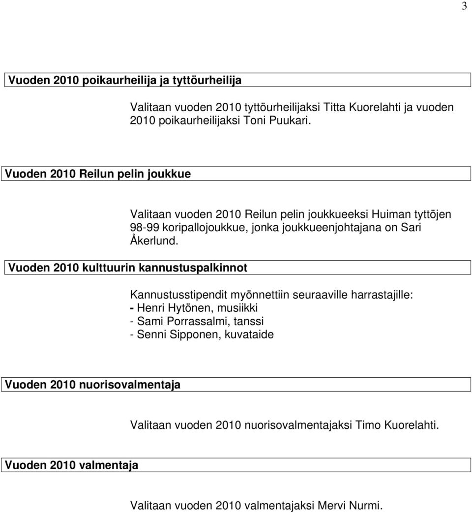 jonka joukkueenjohtajana on Sari Åkerlund.