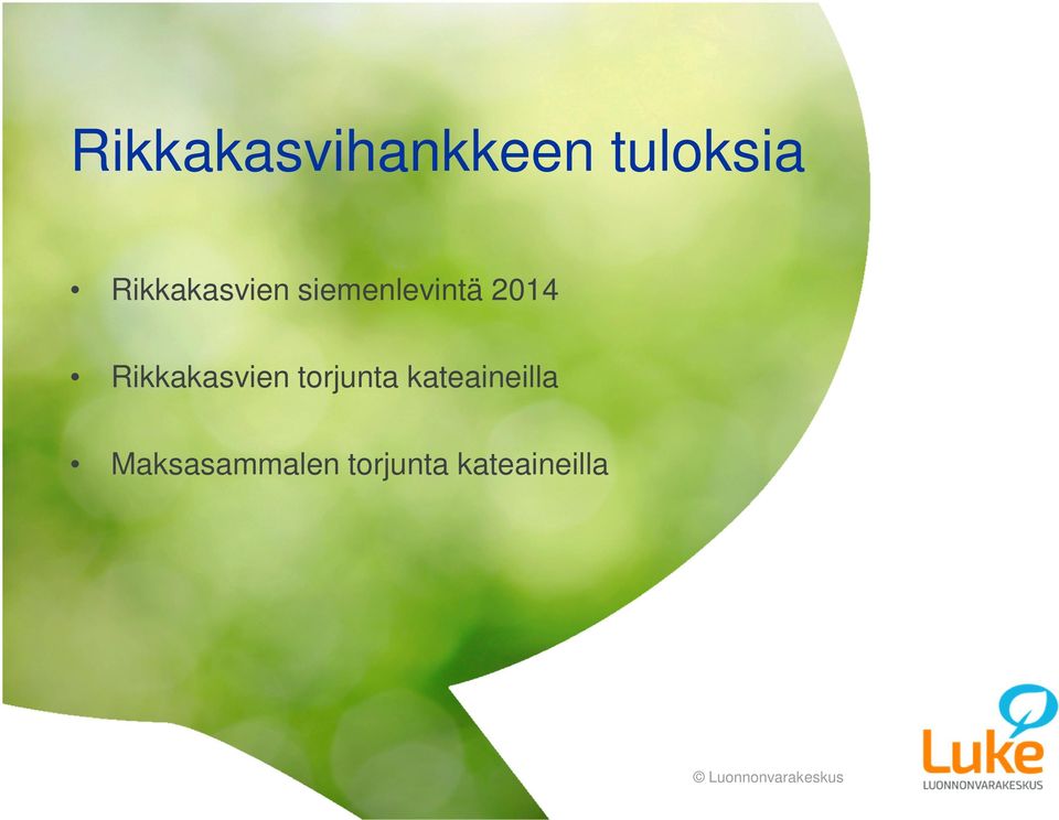 Rikkakasvien torjunta kateaineilla