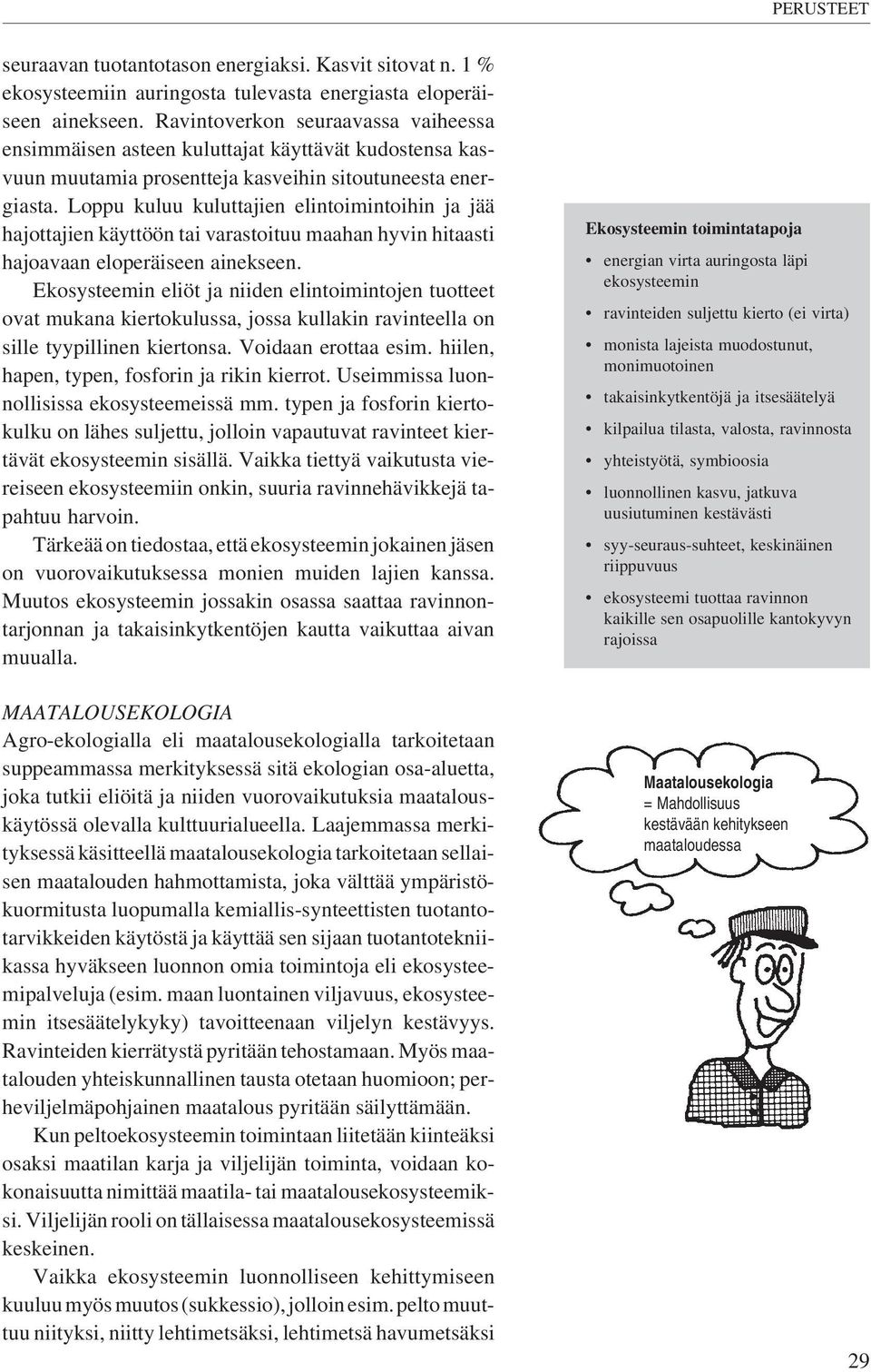 Loppu kuluu kuluttajien elintoimintoihin ja jää hajottajien käyttöön tai varastoituu maahan hyvin hitaasti hajoavaan eloperäiseen ainekseen.