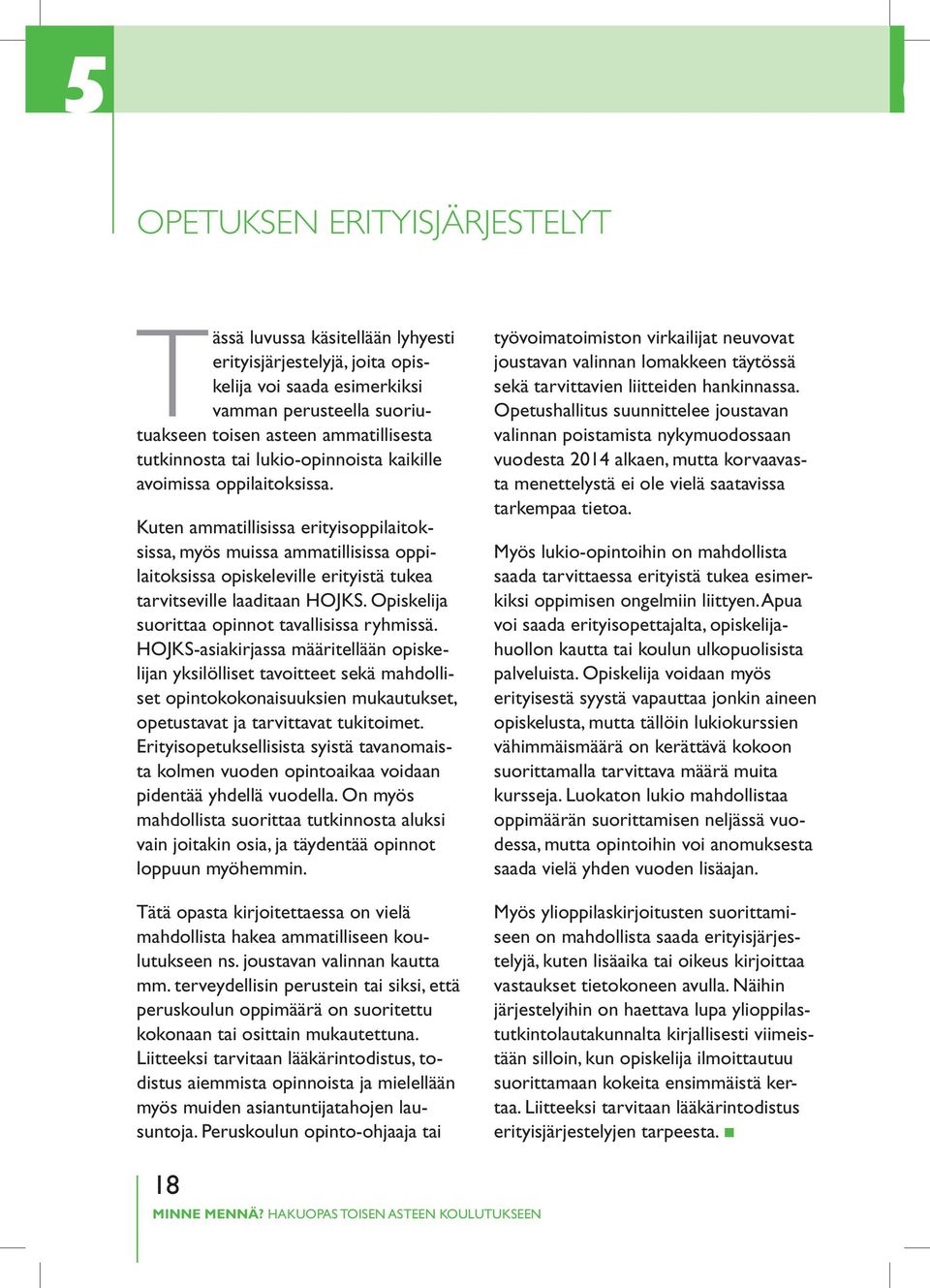 Kuten ammatillisissa erityisoppilaitoksissa, myös muissa ammatillisissa oppilaitoksissa opiskeleville erityistä tukea tarvitseville laaditaan HOJKS. Opiskelija suorittaa opinnot tavallisissa ryhmissä.