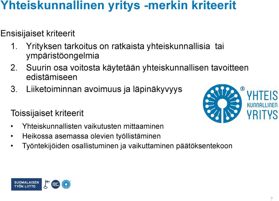 Suurin osa voitosta käytetään yhteiskunnallisen tavoitteen edistämiseen 3.