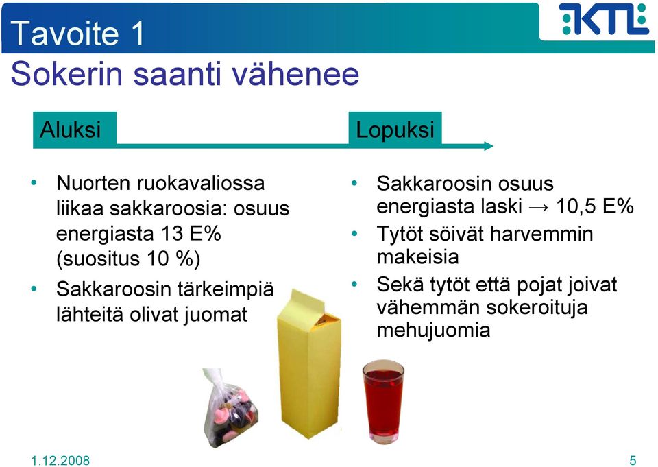 lähteitä olivat juomat Lopuksi Sakkaroosin osuus energiasta laski 10,5 E% Tytöt