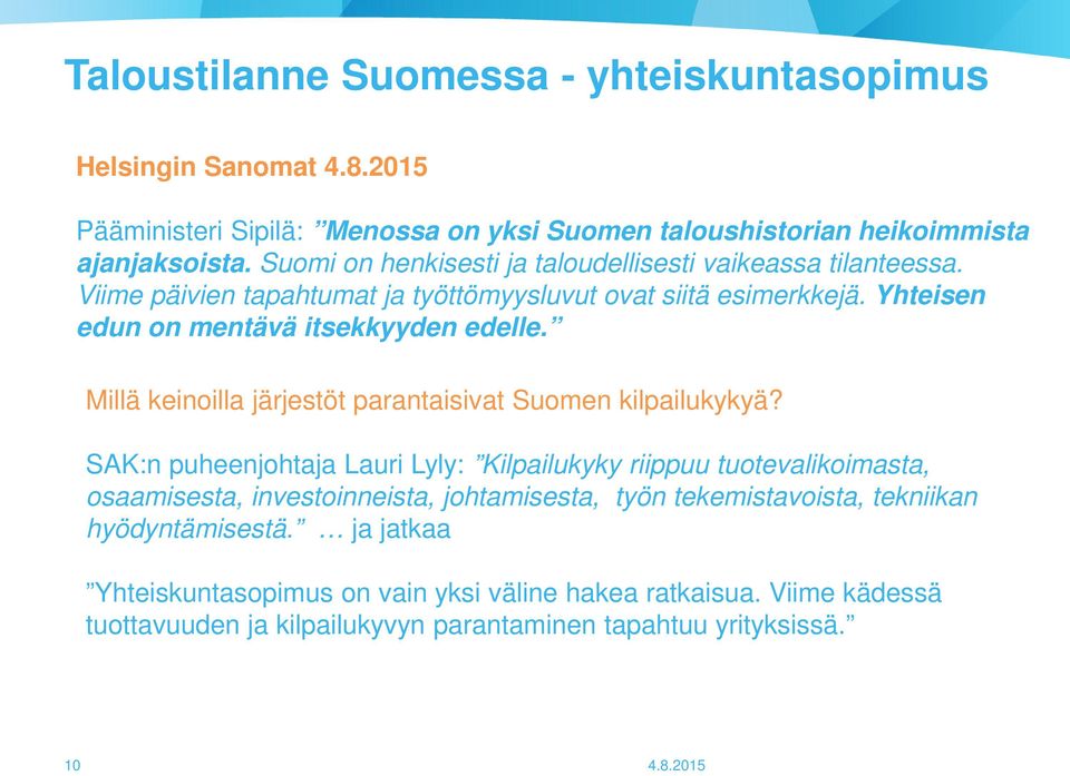 Millä keinoilla järjestöt parantaisivat Suomen kilpailukykyä?