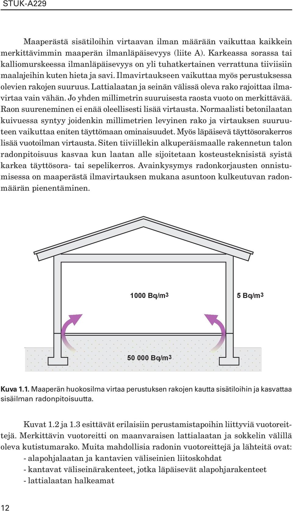 Ilmavirtaukseen vaikuttaa myös perustuksessa olevien rakojen suuruus. Lattialaatan ja seinän välissä oleva rako rajoittaa ilmavirtaa vain vähän.