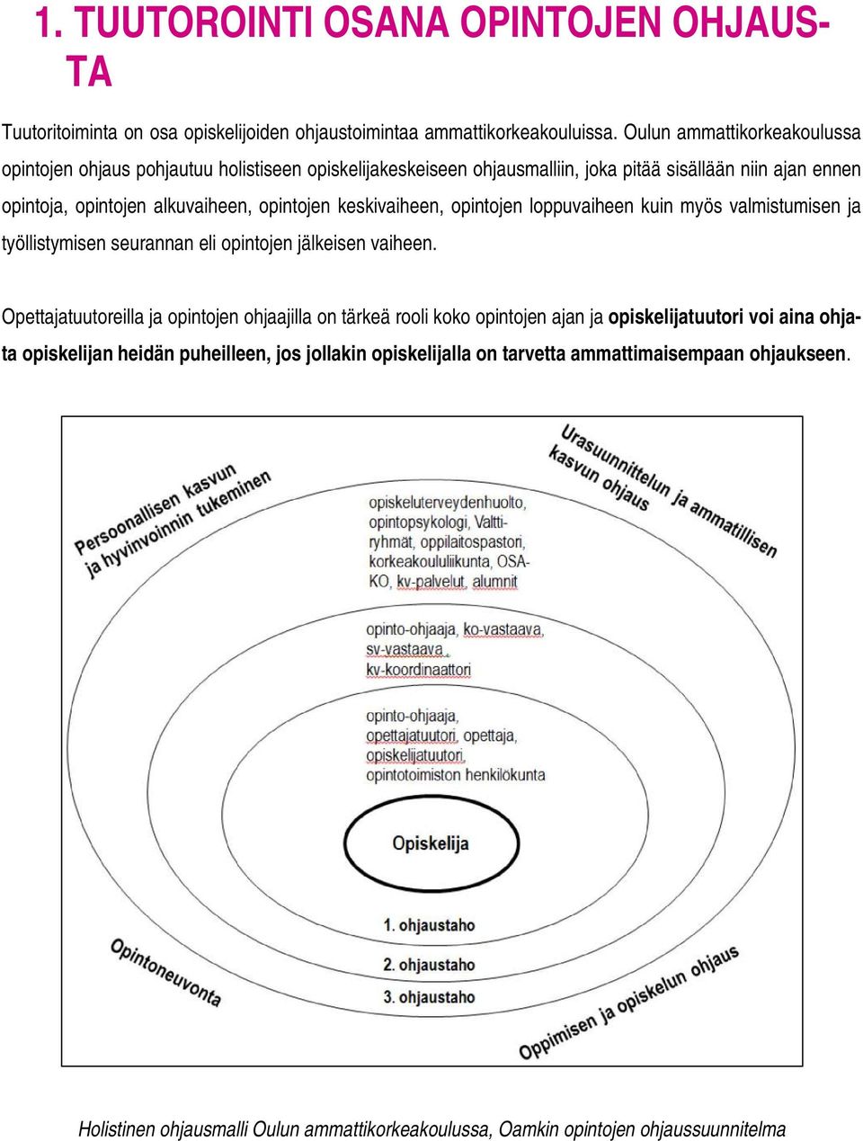 opintojen keskivaiheen, opintojen loppuvaiheen kuin myös valmistumisen ja työllistymisen seurannan eli opintojen jälkeisen vaiheen.