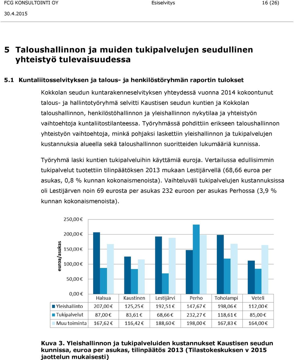 seudun kuntien ja Kokkolan taloushallinnon, henkilöstöhallinnon ja yleishallinnon nykytilaa ja yhteistyön vaihtoehtoja kuntaliitostilanteessa.