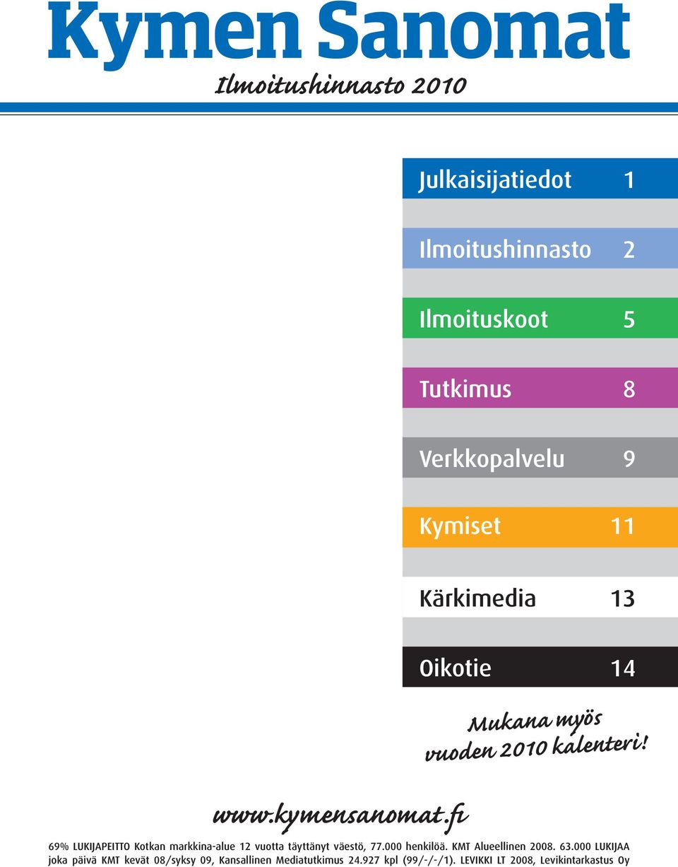 fi % LUKIJAPEITTO Kotkan markkina-alue vuotta täyttänyt väestö,. henkilöä. KMT Alueellinen 00.