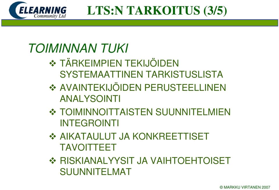 ANALYSOINTI TOIMINNOITTAISTEN SUUNNITELMIEN INTEGROINTI