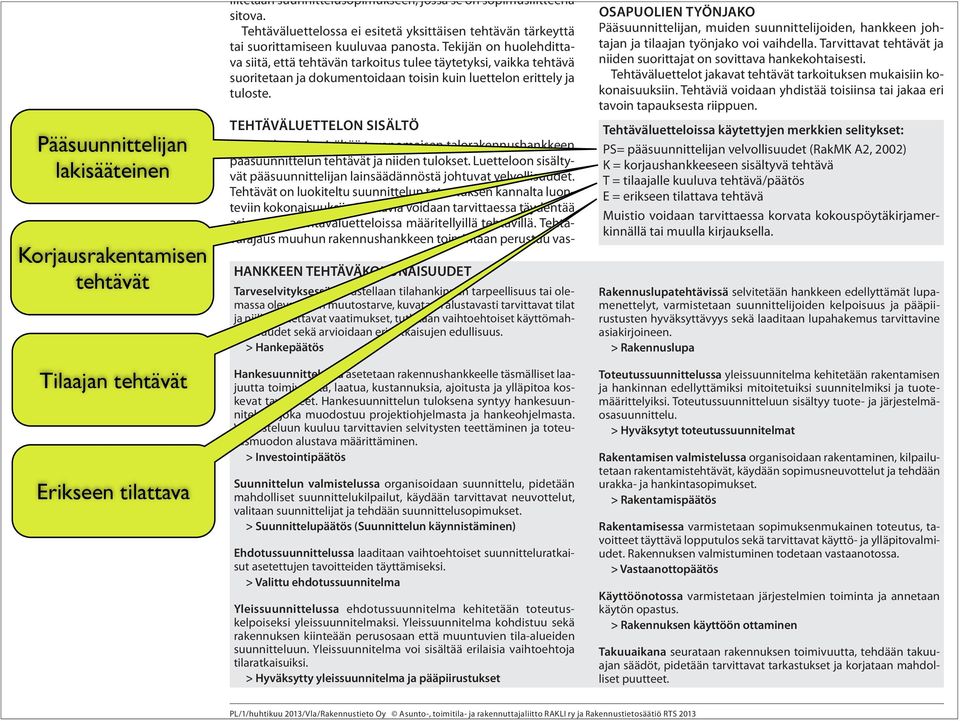 Tekijän on huolehdittava siitä, että tehtävän tarkoitus tulee täytetyksi, vaikka tehtävä suoritetaan ja dokumentoidaan toisin kuin luettelon erittely ja tuloste.