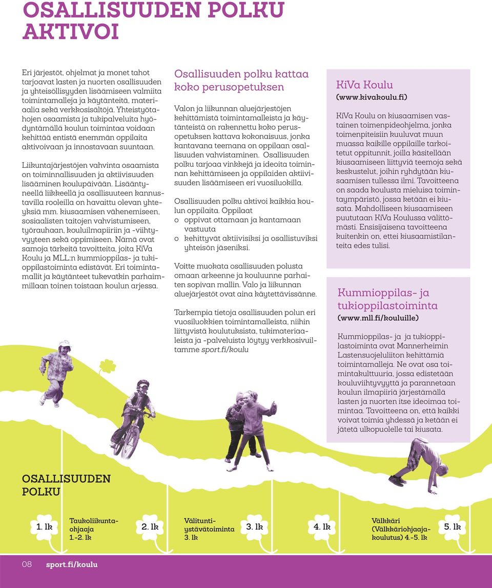 Liikuntajärjestöjen vahvinta osaamista on toiminnallisuuden ja aktiivisuuden lisääminen koulupäivään.