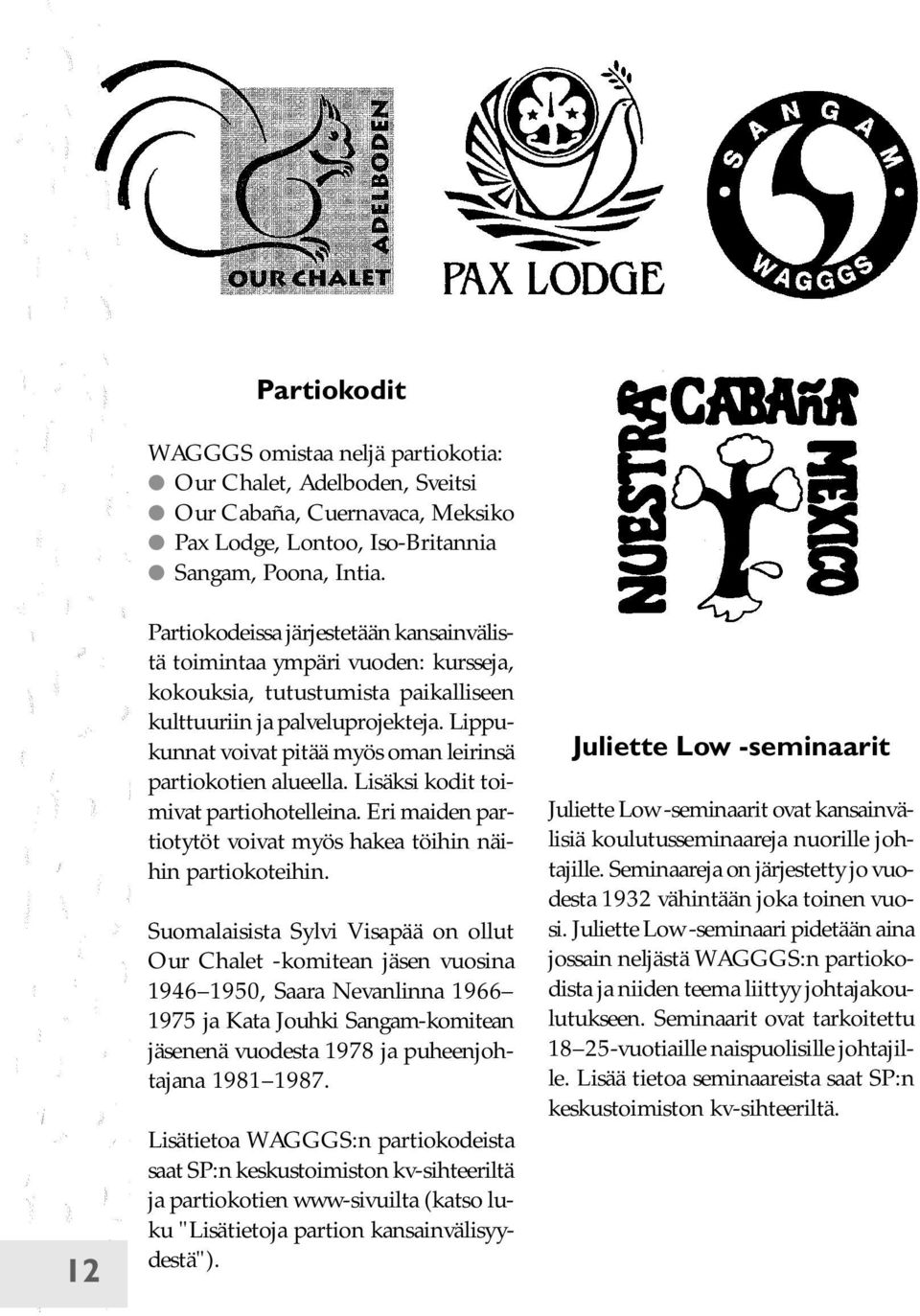 Lippukunnat voivat pitää myös oman leirinsä partiokotien alueella. Lisäksi kodit toimivat partiohotelleina. Eri maiden partiotytöt voivat myös hakea töihin näihin partiokoteihin.