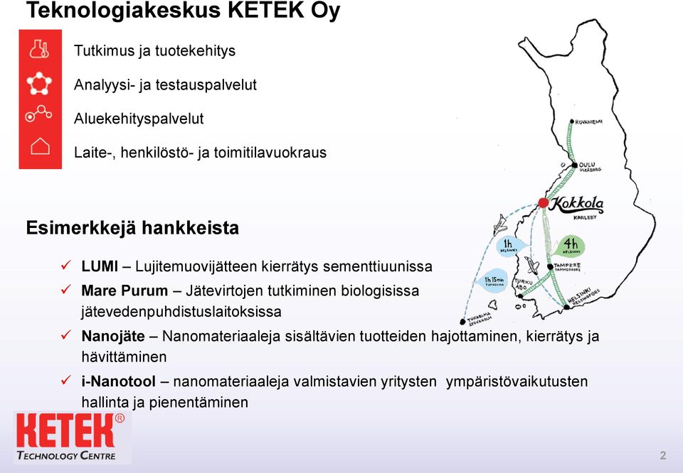 tutkiminen biologisissa jätevedenpuhdistuslaitoksissa Nanojäte Nanomateriaaleja sisältävien tuotteiden hajottaminen,