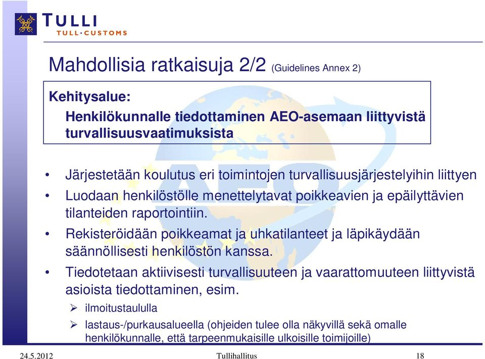 Rekisteröidään poikkeamat ja uhkatilanteet ja läpikäydään säännöllisesti henkilöstön kanssa.