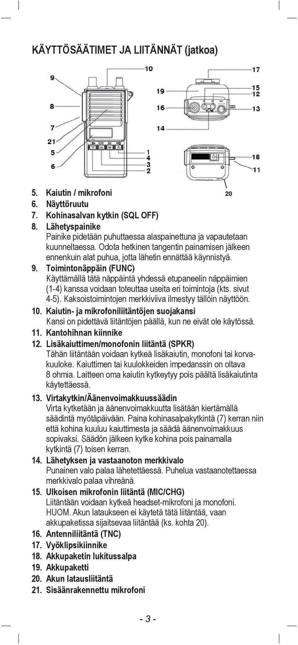 ToimintonŠppŠin (FUNC) KŠyttŠmŠllŠ tštš nšppšintš yhdessš etupaneelin nšppšimien (1-4) kanssa voidaan toteuttaa useita eri toimintoja (kts. sivut 4-5).