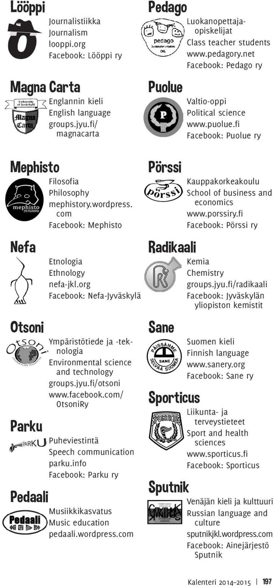 com Facebook: Mephisto Nefa Otsoni Parku Etnologia Ethnology nefa-jkl.org Facebook: Nefa-Jyväskylä Ympäristötiede ja -teknologia Environmental science and technology groups.jyu.fi/otsoni www.facebook.