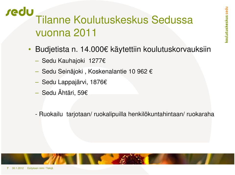 Koskenalantie 10 962 Sedu Lappajärvi, 1876 Sedu Ähtäri, 59 - Ruokailu
