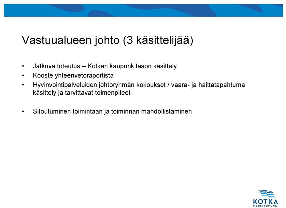 Kooste yhteenvetoraportista Hyvinvointipalveluiden johtoryhmän