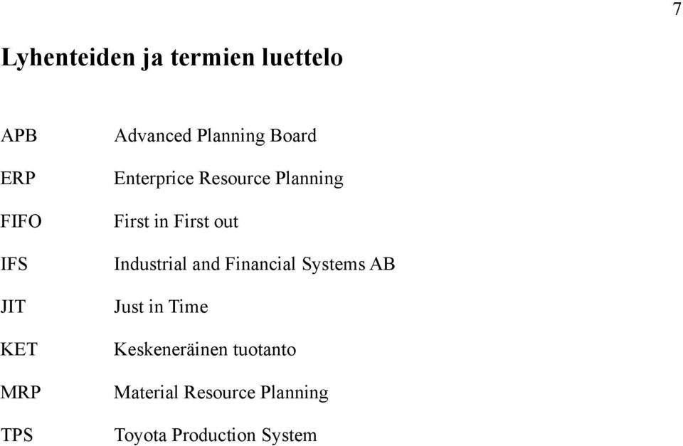 First out Industrial and Financial Systems AB Just in Time