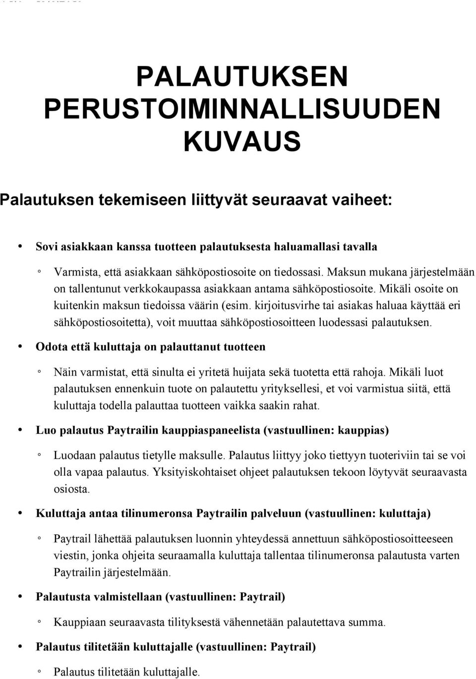 kirjoitusvirhe tai asiakas haluaa käyttää eri sähköpostiosoitetta), voit muuttaa sähköpostiosoitteen luodessasi palautuksen.