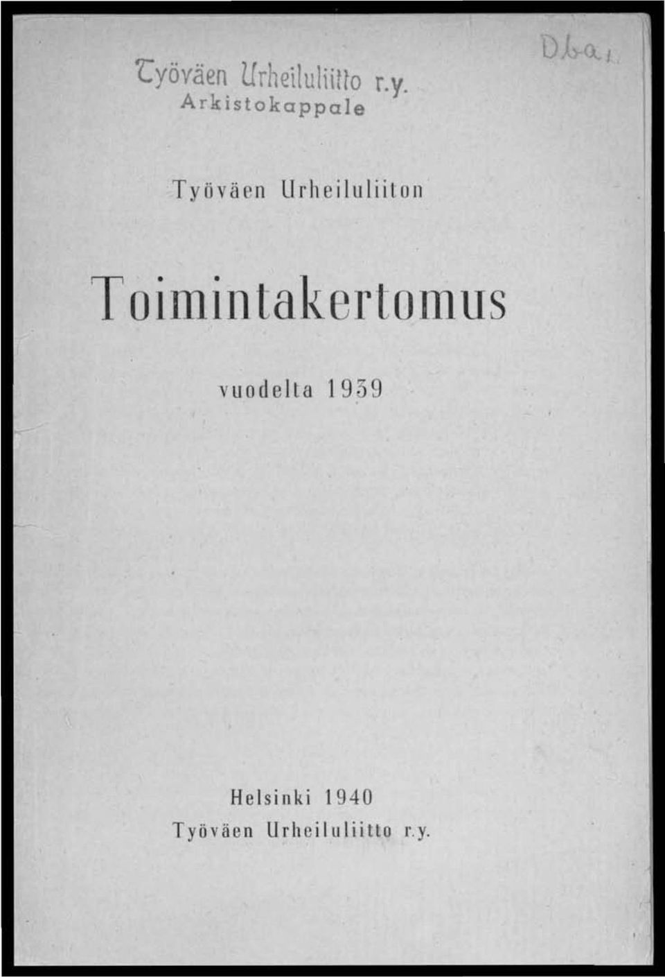 Urheiluliiton Toimintakertomus