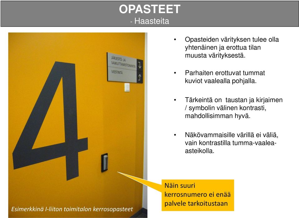 Tärkeintä on taustan ja kirjaimen / symbolin välinen kontrasti, mahdollisimman hyvä.