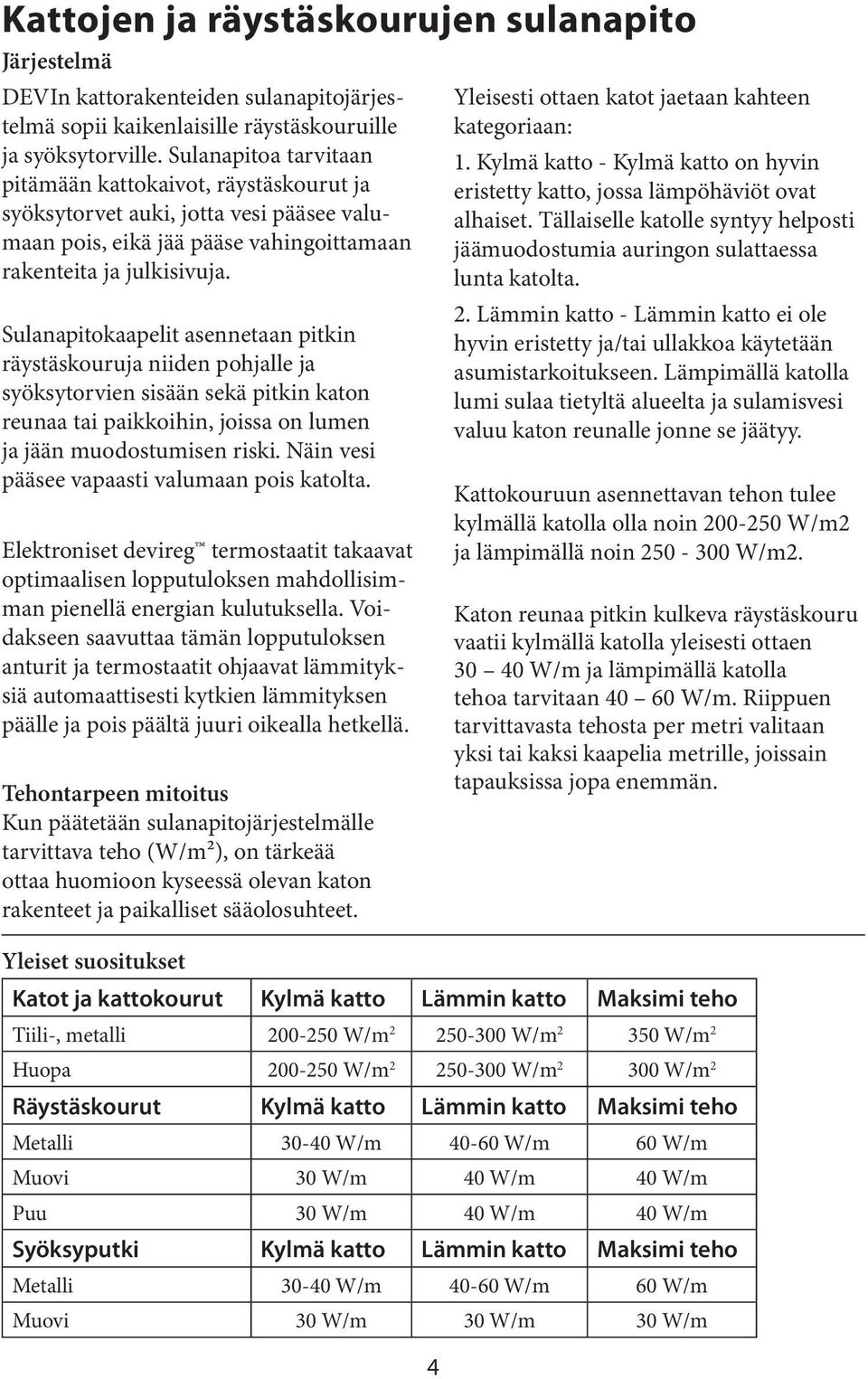 Sulanapitokaapelit asennetaan pitkin räystäskouruja niiden pohjalle ja syöksytorvien sisään sekä pitkin katon reunaa tai paikkoihin, joissa on lumen ja jään muodostumisen riski.