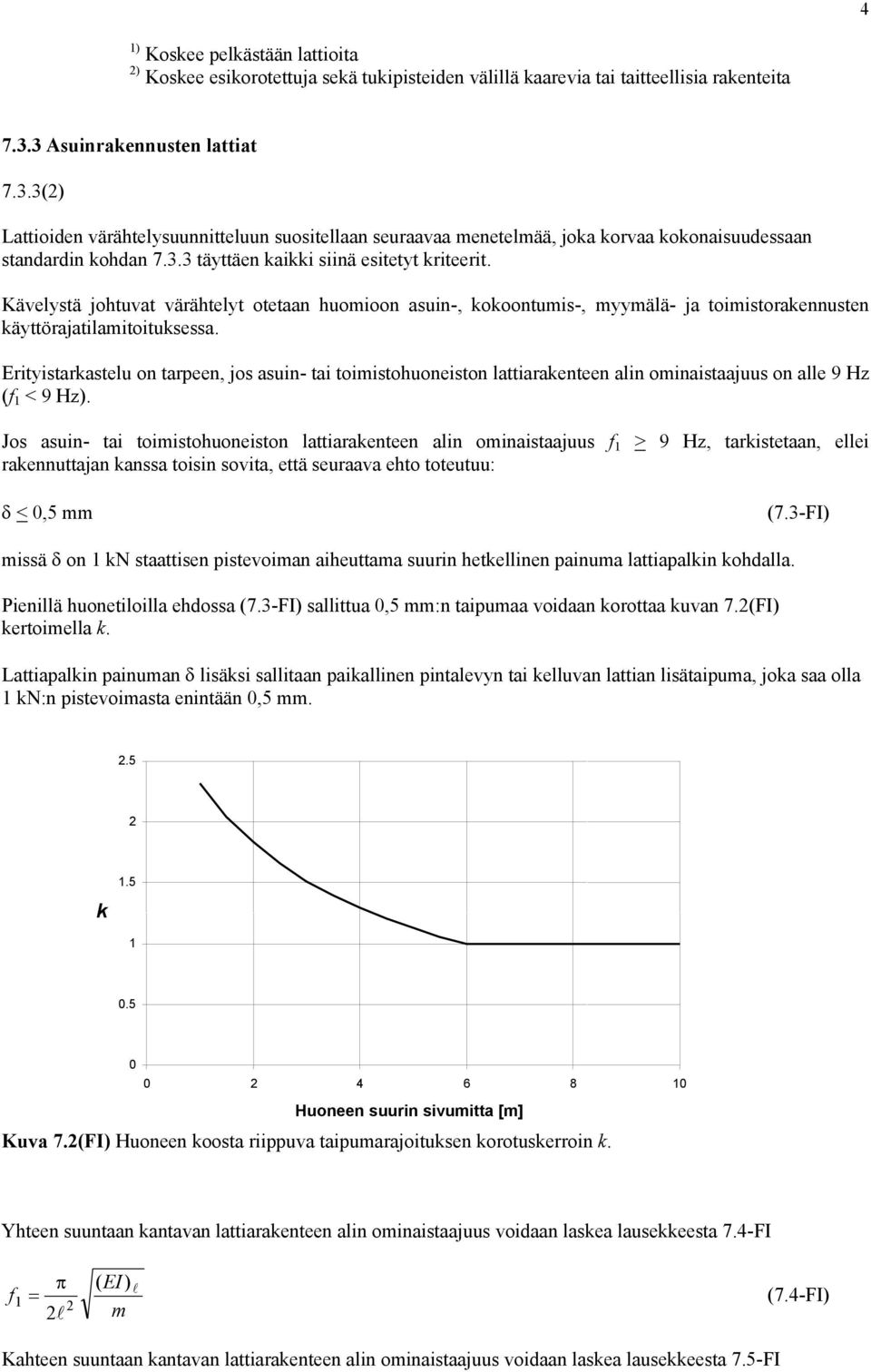 Kävelystä johtuvat värähtelyt otetaan huomioon asuin-, kokoontumis-, myymälä- ja toimistorakennusten käyttörajatilamitoituksessa.