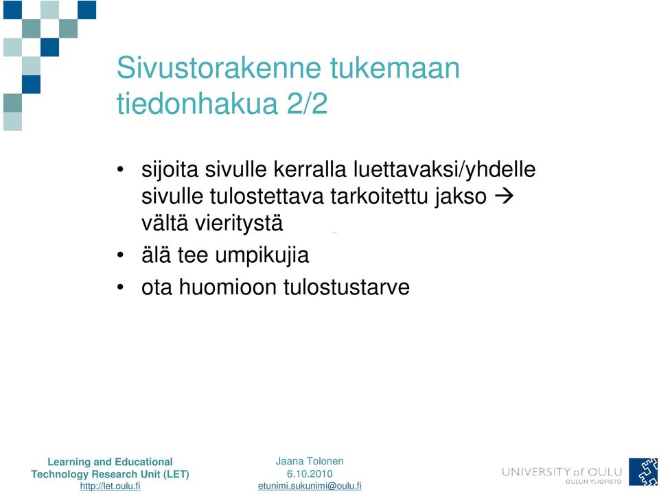 sivulle tulostettava tarkoitettu jakso vältä