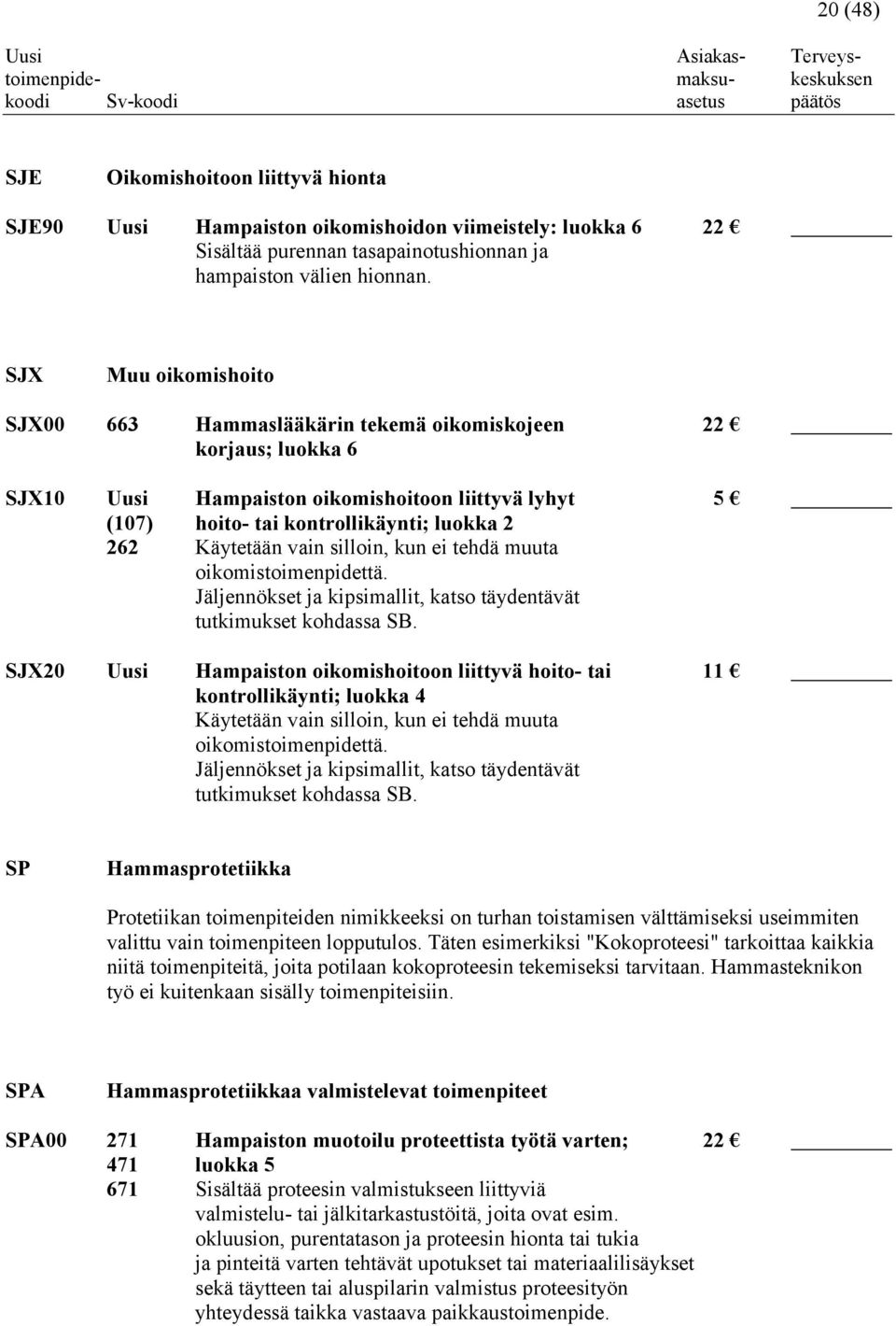 vain silloin, kun ei tehdä muuta oikomistoimenpidettä. Jäljennökset ja kipsimallit, katso täydentävät tutkimukset kohdassa SB.