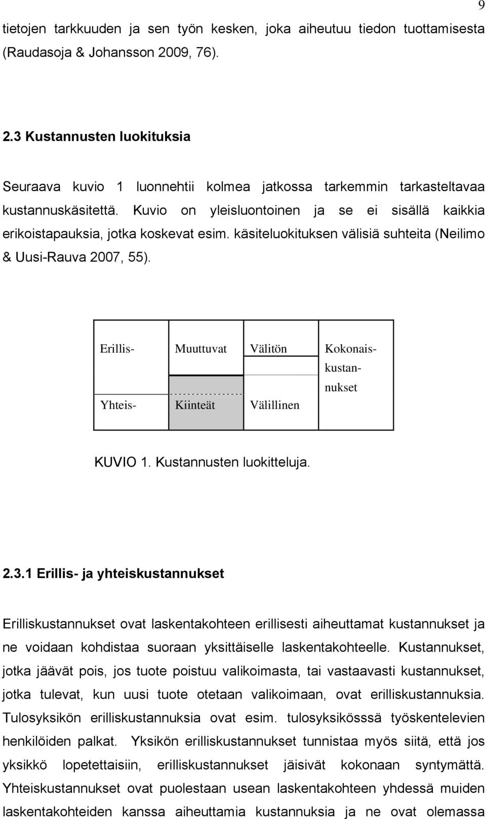 Kuvio on yleisluontoinen ja se ei sisällä kaikkia erikoistapauksia, jotka koskevat esim. käsiteluokituksen välisiä suhteita (Neilimo & Uusi-Rauva 2007, 55).